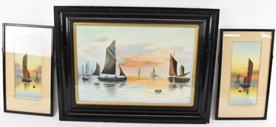 Lot 293 - E ADKINS; a pair of watercolour shipping...