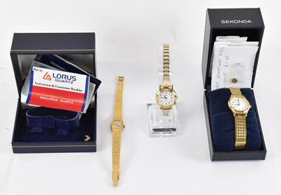 Lot 876 - A Rotary gold plated lady's watch, a Lorus...