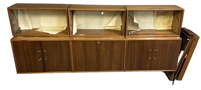 Lot 100 - A mid century wall unit with fall front...