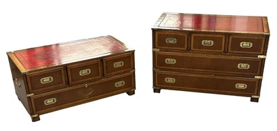 Lot 73 - A reproduction campaign style chest of three...