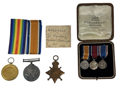 Lot 399 - A trio of WWI named medals for 'DVR. H....