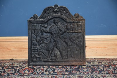 Lot 469 - A cast iron fireplace rear plate/fire back...