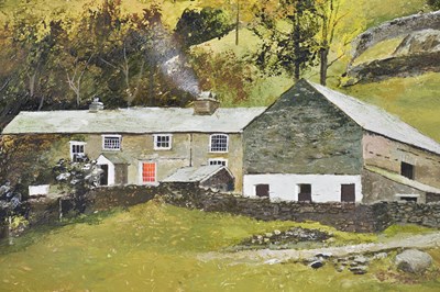 Lot 289 - PAT CLEARY; oil on board, 'Sad Ghyll Farm,...