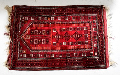 Lot 95 - A Turkmenistan Mihrab Beluch red ground...