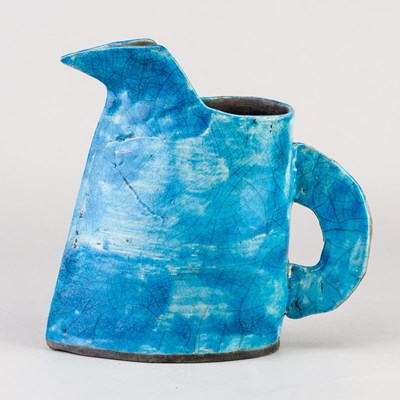 Lot 708 - SHAUN HALL (born 1971); a raku angular jug...