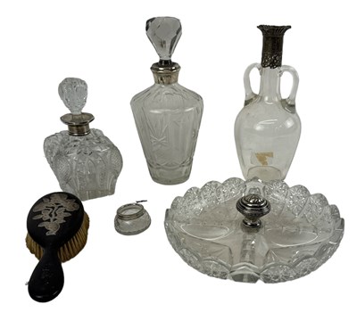 Lot 620 - A George V hallmarked silver topped cut glass...