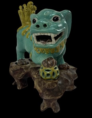 Lot 1159 - A 20th century Chinese turquoise and yellow...