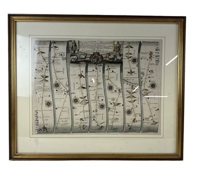 Lot 219 - JOHN OGILBY; a map of 'The Roads from London...