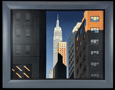 Lot 192 - MICHAEL KIDD (1937-2022); oil on board, city...