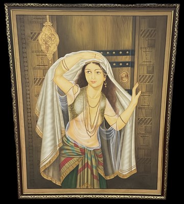 Lot 194 - UNATTRIBUTED; large modern Indian painting of...