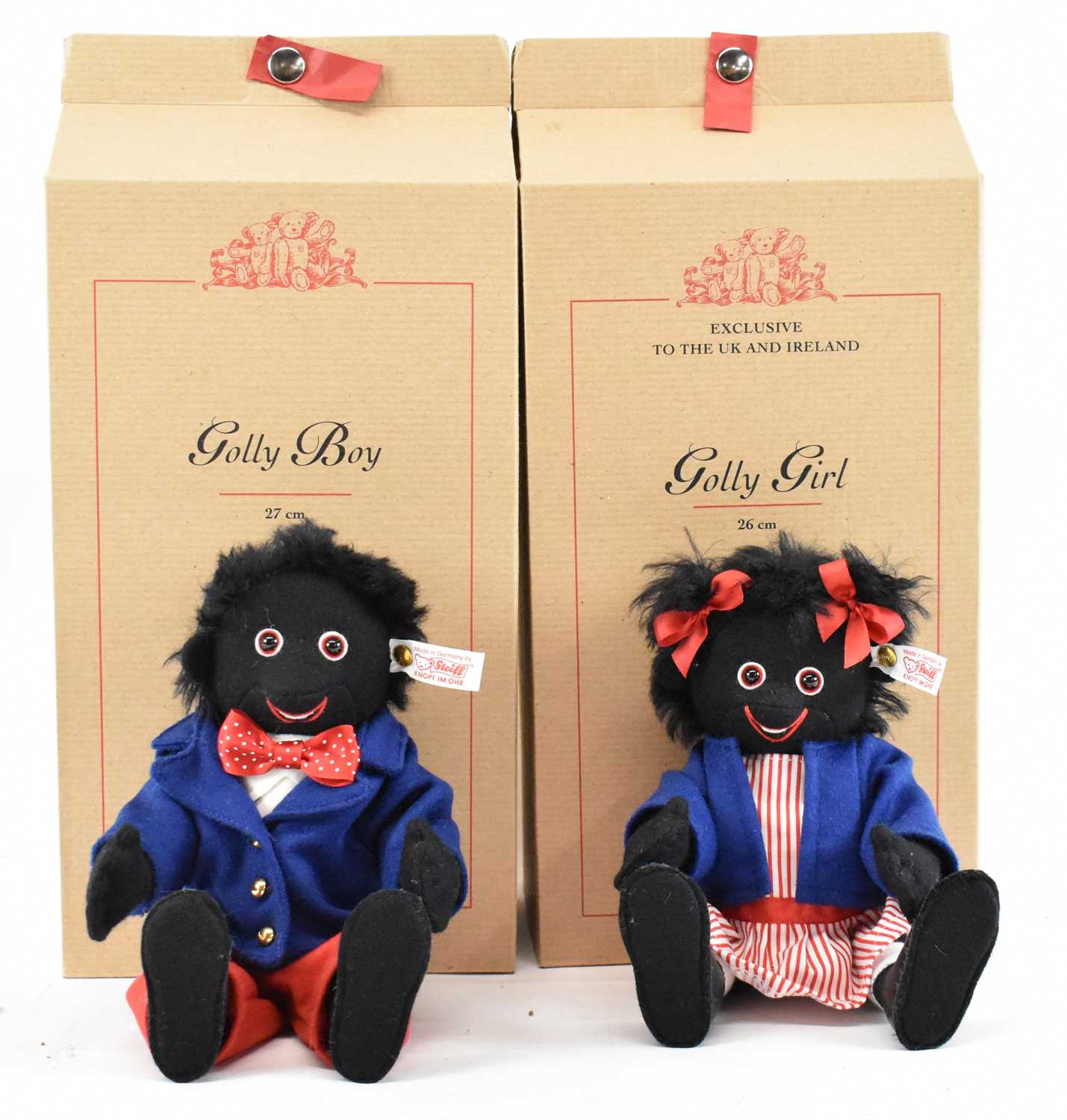 Lot 473 - STEIFF; two boxed stuffed bears, 'Golly Boy'...