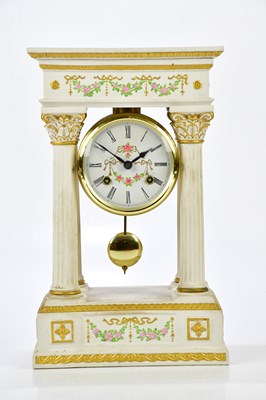 Lot 2150 - A reproduction ceramic mantel clock after an...