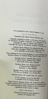 Lot 359 - GABRIEL GARCIA MARQUEZ; 'Chronicle of a Death...