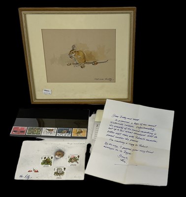 Lot 256 - KEN LILLY; pencil and watercolour, 'Woodmouse',...