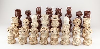 Lot 662 - WENDY NOLAN; a stoneware chess set covered in...