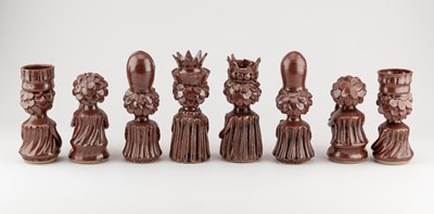 Lot 662 - WENDY NOLAN; a stoneware chess set covered in...