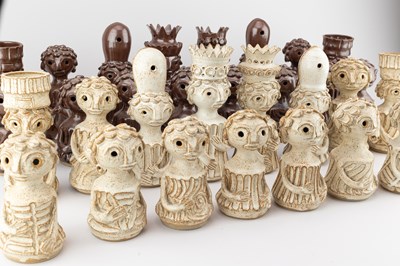 Lot 662 - WENDY NOLAN; a stoneware chess set covered in...