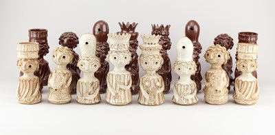 Lot 662 - WENDY NOLAN; a stoneware chess set covered in...