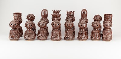Lot 662 - WENDY NOLAN; a stoneware chess set covered in...