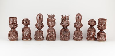 Lot 662 - WENDY NOLAN; a stoneware chess set covered in...