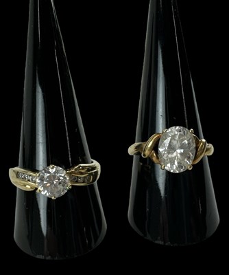 Lot 679 - A 15ct yellow gold white stone set ring, size...