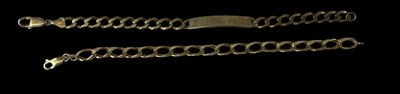 Lot 676 - A 9ct yellow gold identity bracelet, length 20....