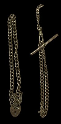 Lot 677 - A 9ct yellow gold bracelet with Albert chain...