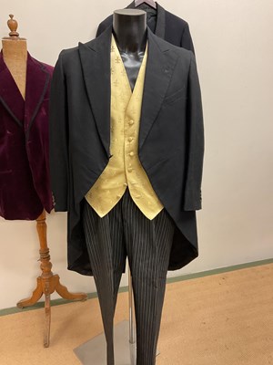 Lot 87 - A man's vintage morning suit with silk figured...