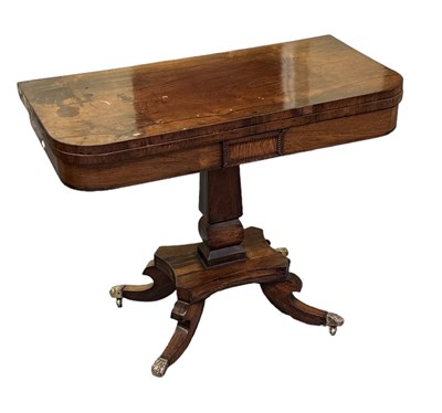 Lot 16 - A Regency rosewood card table with D-shaped...