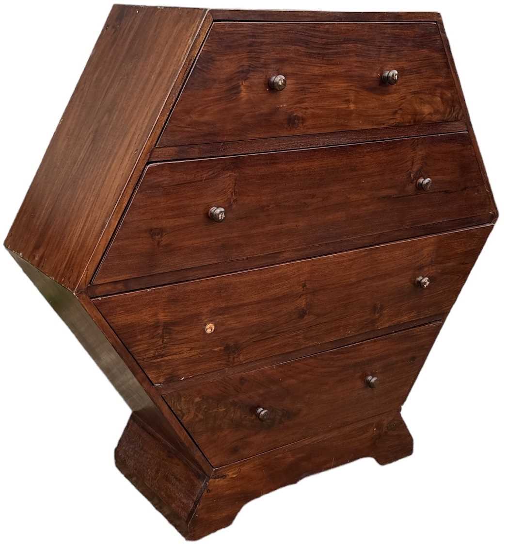 Lot 75 - A modern hardwood hexagonal chest of four