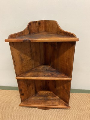 Lot 710 - A set of pine wooden corner shelves, height...