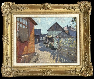 Lot 232 - UNATTRIBUTED; oil on board, abstract street...