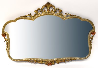 Lot 61 - A gilt Rococo-style wall mirror with bevelled...