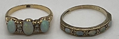 Lot 474 - An Edwardian yellow metal opal and diamond...