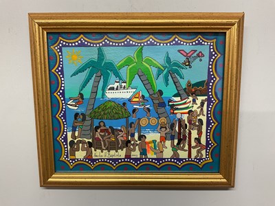 Lot 318 - HECTOR H BAPTISTA; acrylic on canvas,...