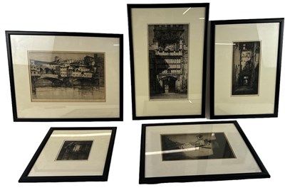 Lot 271 - MORTIMER MAPLES; etching, street scene,...