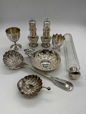 Lot 444 - A group of hallmarked silver and white metal...