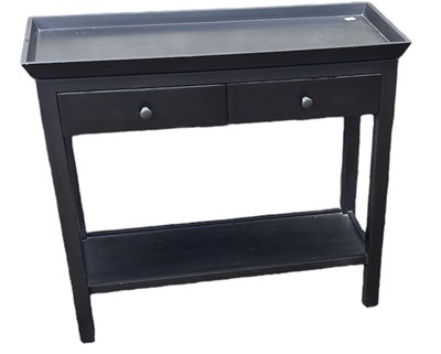 Lot 80 - NEPTUNE; a modern black two drawer side table,...