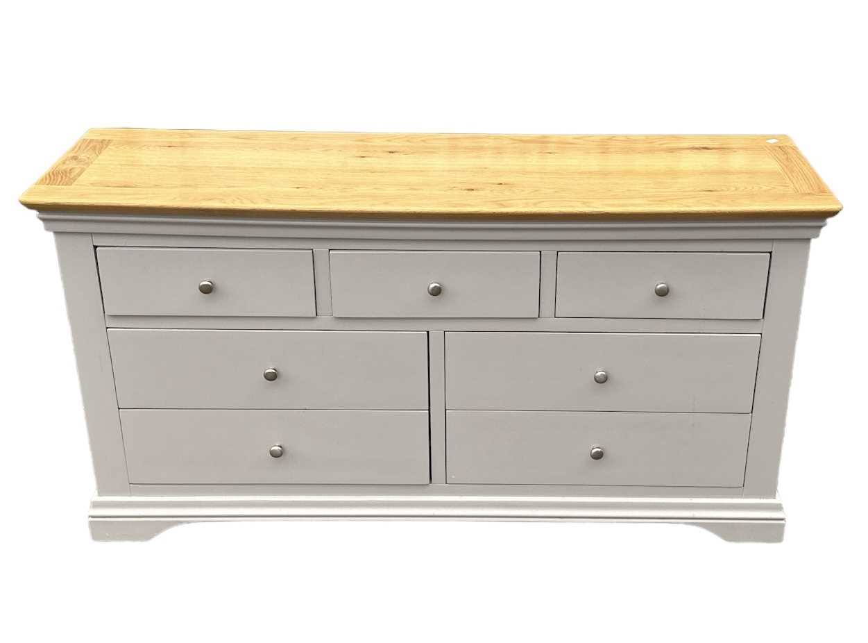 Lot 32 - A modern grey painted sideboard with light oak...