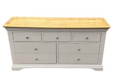 Lot 32 - A modern grey painted sideboard with light oak...
