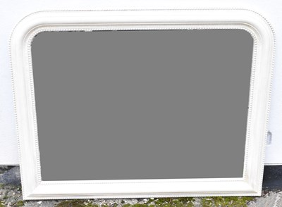 Lot 84 - A modern overmantel wall mirror with white...