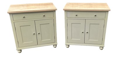 Lot 77 - NEPTUNE; a pair of sage green painted side...