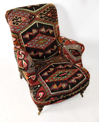 Lot 1581 - A Victorian style armchair, upholstered in a...