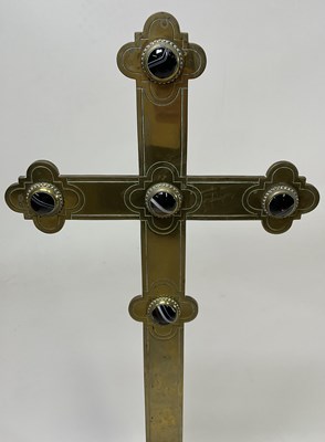 Lot 10 - A brass altar cross with inlaid agate...