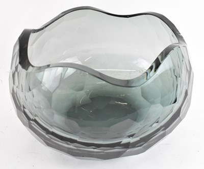 Lot 534 - A large blue art glass pimpled bowl, diameter...