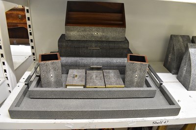 Lot 315 - A shagreen effect tray with chrome handles, 54...