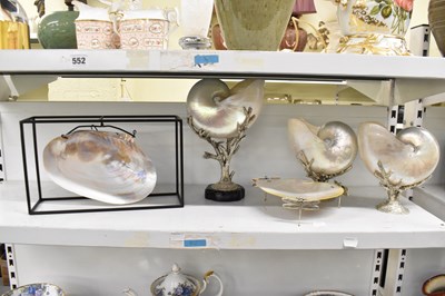 Lot 346 - A pair of white metal mounted mother of pearl...