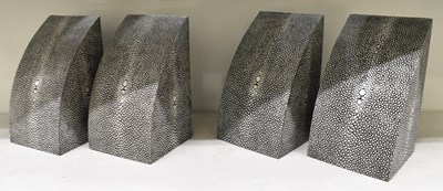 Lot 373 - Two pairs of shagreen effect bookends.