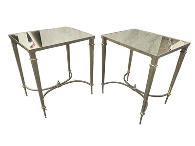 Lot 88 - A pair of contemporary chrome and glass topped...