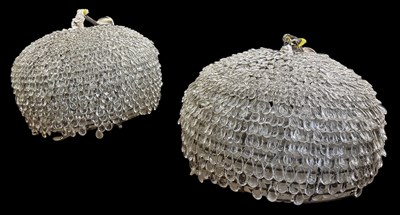 Lot 147 - A pair of large modern cut glass drop...